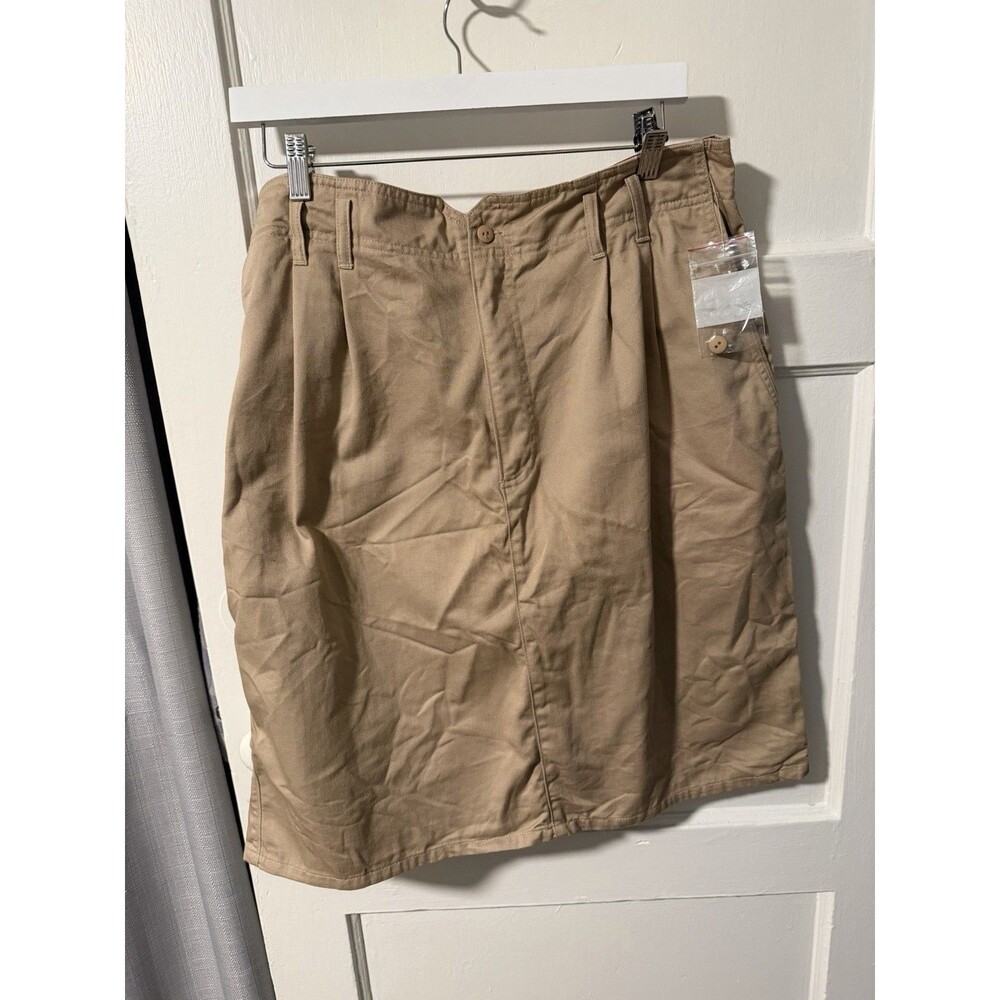 Vintage 90’s Hunt Club Khaki Back Slit Cotton Knee Length Skirt Plus Size 16 EUC